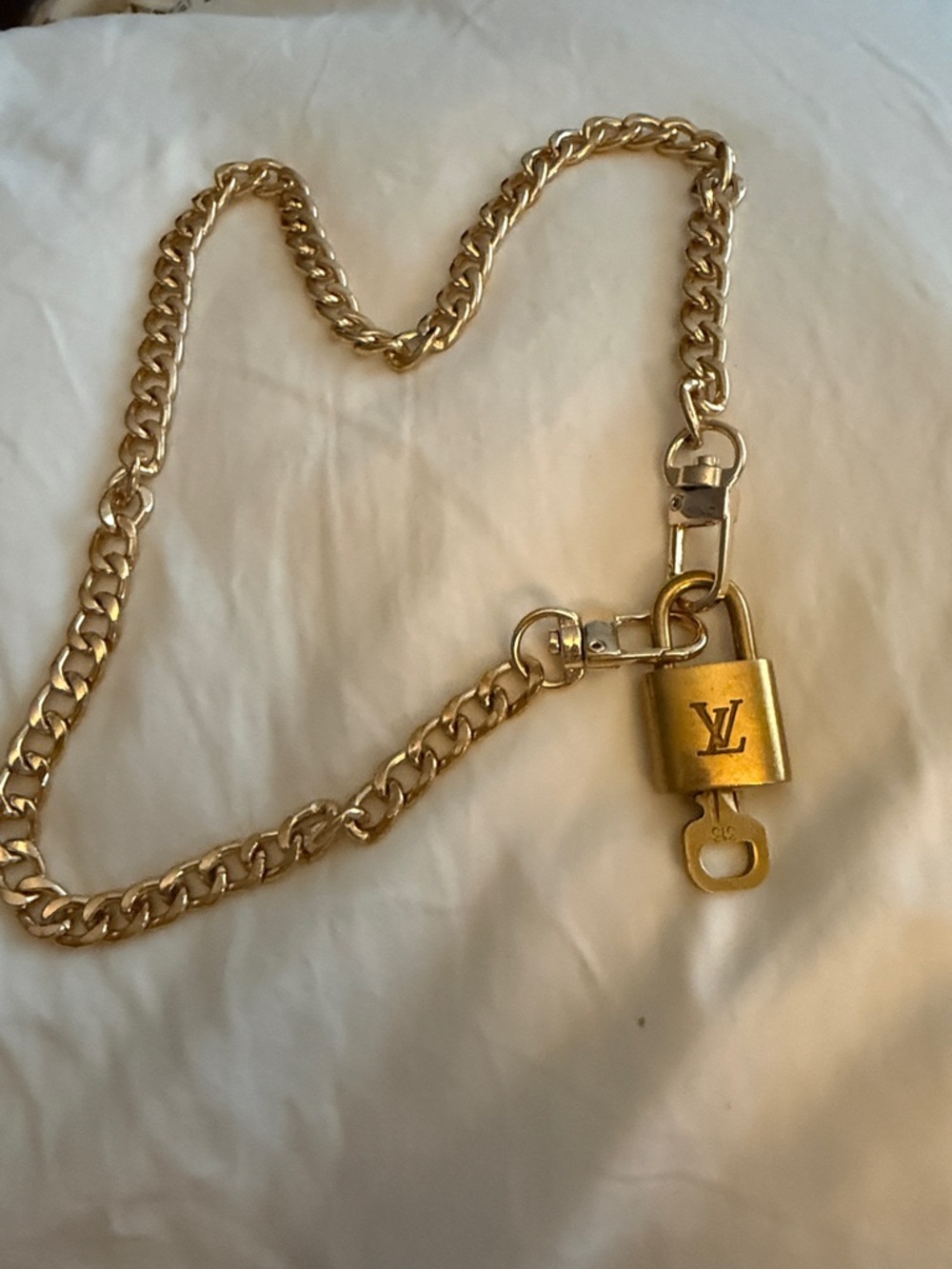 Louis Vuitton Gold-tone Padlock Chain Charm with LV Logo